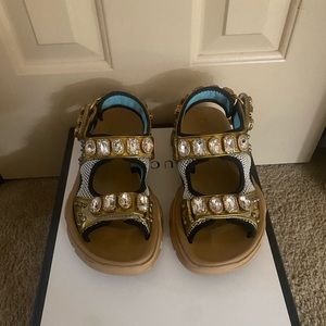 Gucci chunky rhinestones crystal sandals